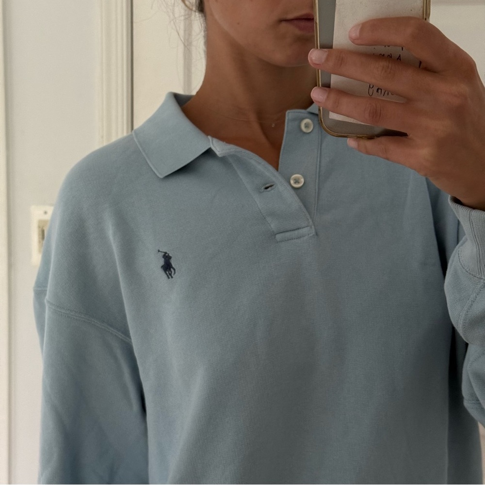 Ralph Lauren Blue Island Fleece Polo- Large - Picture 5 of 9
